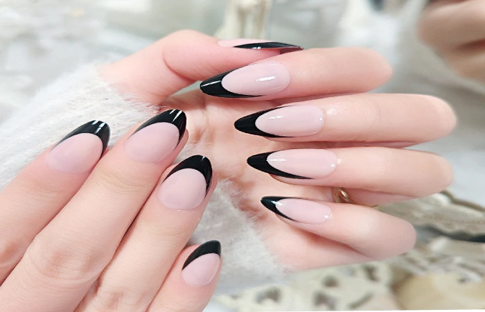 The Basics of Black French Tip Almond Nails 